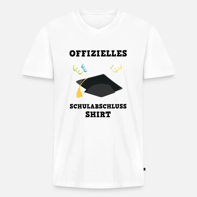 Schulabschluss Meilenstein Feier Doktorhut - Männer Premium Bio T-Shirt mit V-Ausschnitt - Weiß