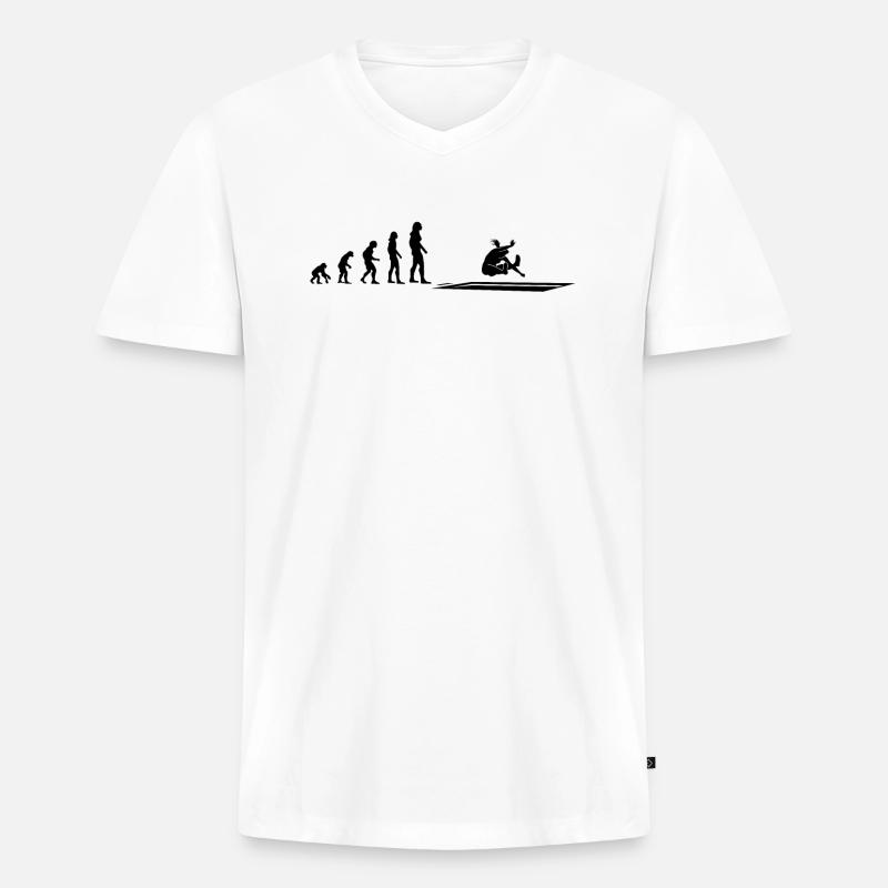 Weitsprung Evolution Athletin Geschenk - Männer Premium Bio T-Shirt mit V-Ausschnitt - Weiß