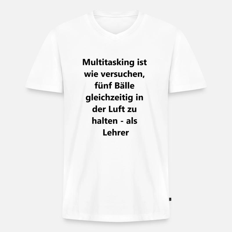 Lehrergeschenk - Männer Premium Bio T-Shirt mit V-Ausschnitt - Weiß