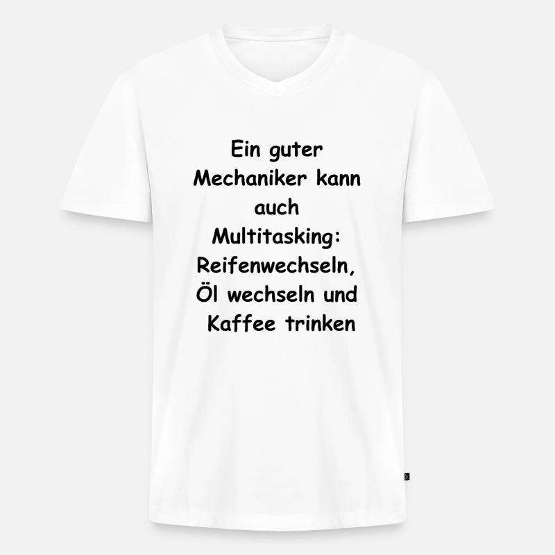 Mechaniker-Multitasking-Geschenk - Männer Premium Bio T-Shirt mit V-Ausschnitt - Weiß