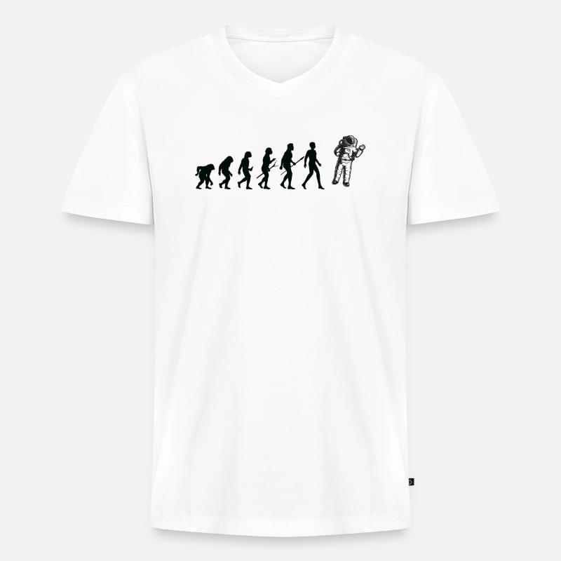 Evolution Raum - Männer Premium Bio T-Shirt mit V-Ausschnitt - Weiß
