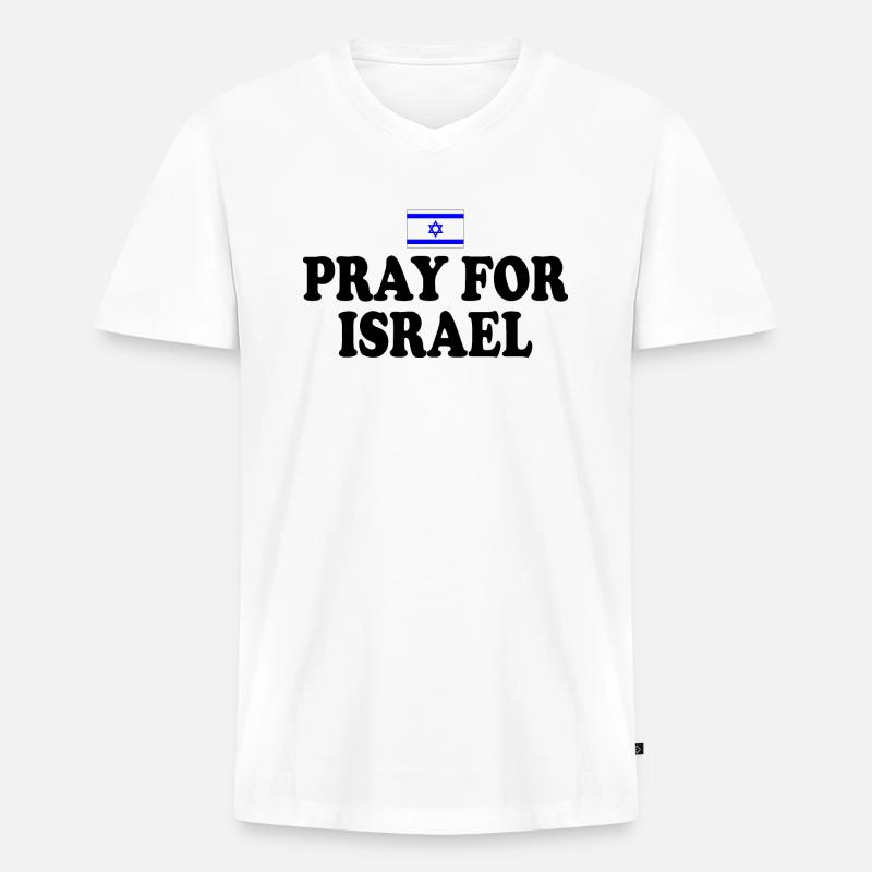 Pray for israel - Männer Premium Bio T-Shirt mit V-Ausschnitt - Weiß