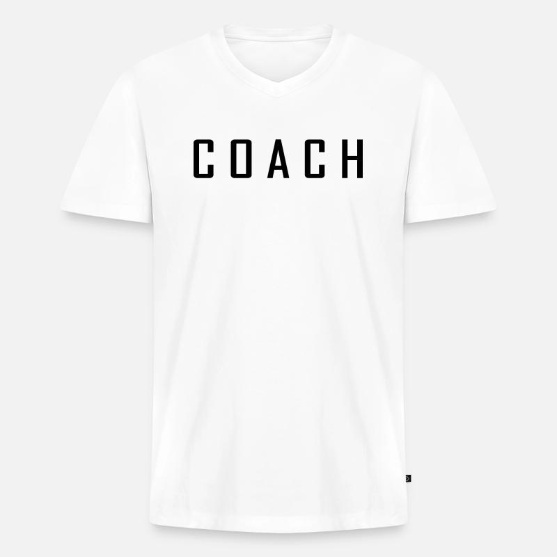 Coach - Männer Premium Bio T-Shirt mit V-Ausschnitt - Weiß