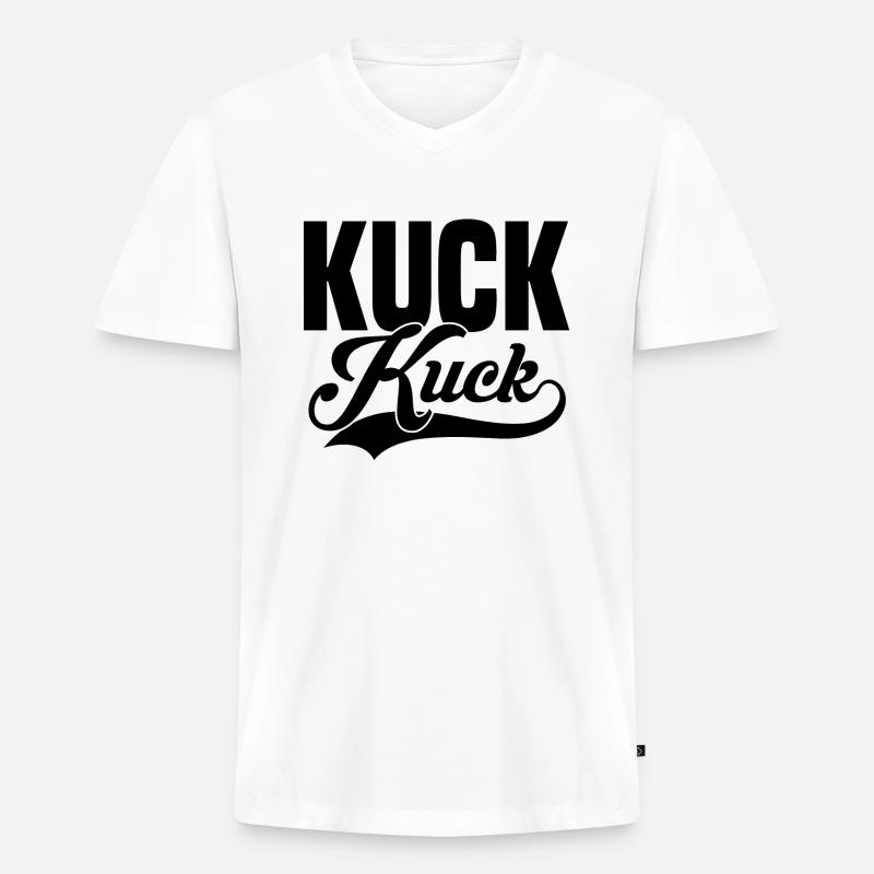 Kuck Kuck schwarz - Männer Premium Bio T-Shirt mit V-Ausschnitt - Weiß