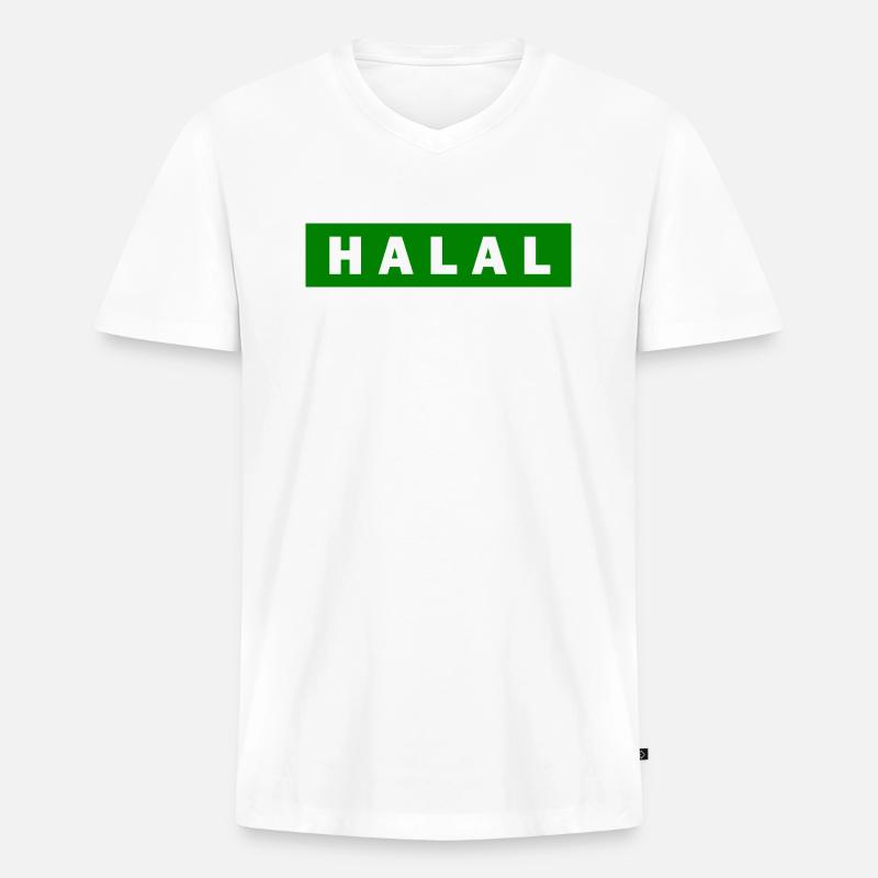 Halal - Männer Premium Bio T-Shirt mit V-Ausschnitt - Weiß