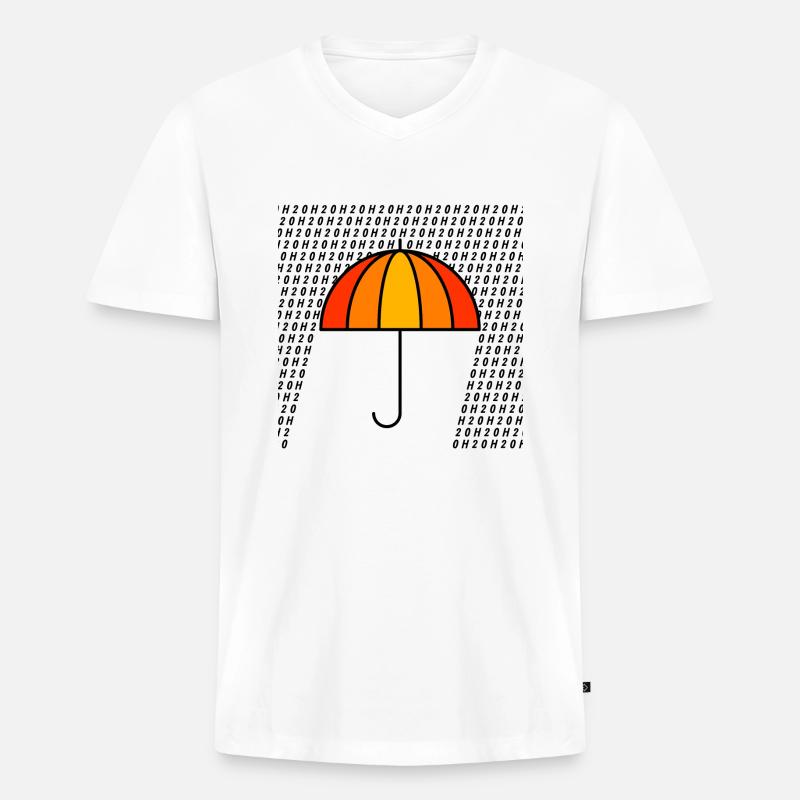 Regenschirm - Männer Premium Bio T-Shirt mit V-Ausschnitt - Weiß