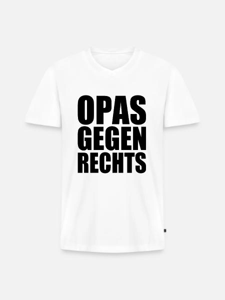 Opas gegen rechts - Männer Premium Bio T-Shirt mit V-Ausschnitt - Weiß