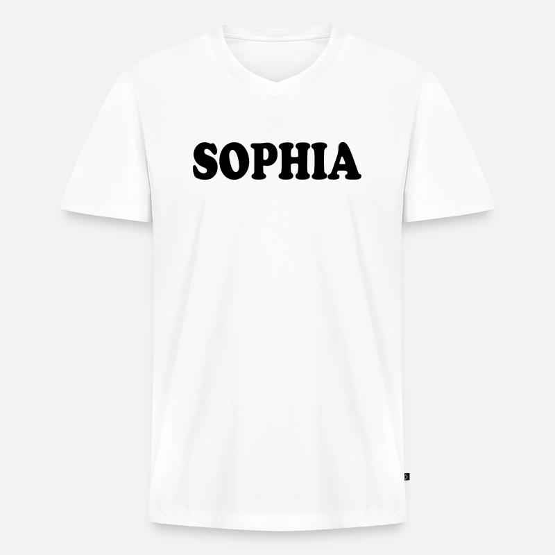 Sophia - Männer Premium Bio T-Shirt mit V-Ausschnitt - Weiß