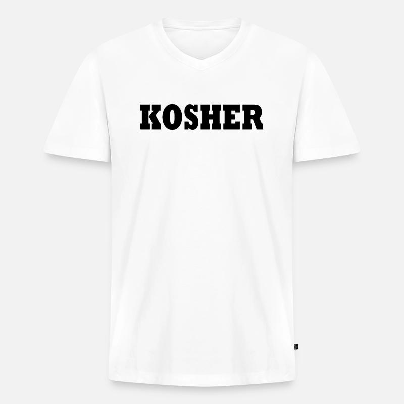 Kosher - Männer Premium Bio T-Shirt mit V-Ausschnitt - Weiß
