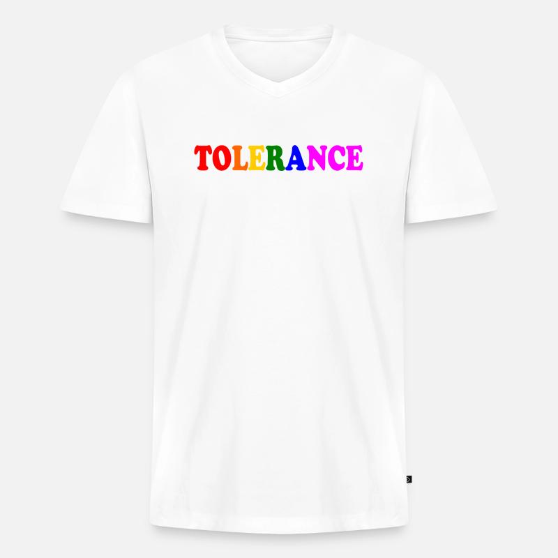 Tolerance - Männer Premium Bio T-Shirt mit V-Ausschnitt - Weiß