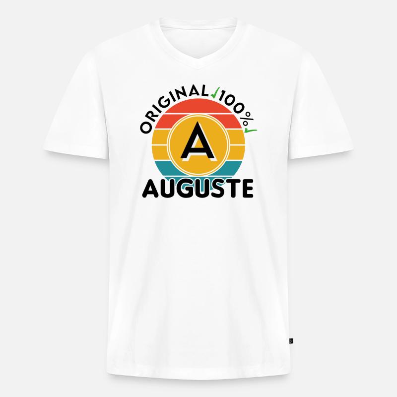 Auguste - Männer Premium Bio T-Shirt mit V-Ausschnitt - Weiß
