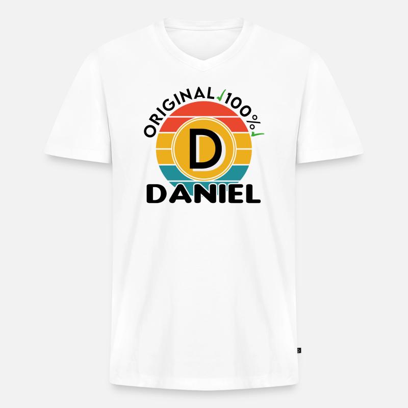 Daniel - Männer Premium Bio T-Shirt mit V-Ausschnitt - Weiß