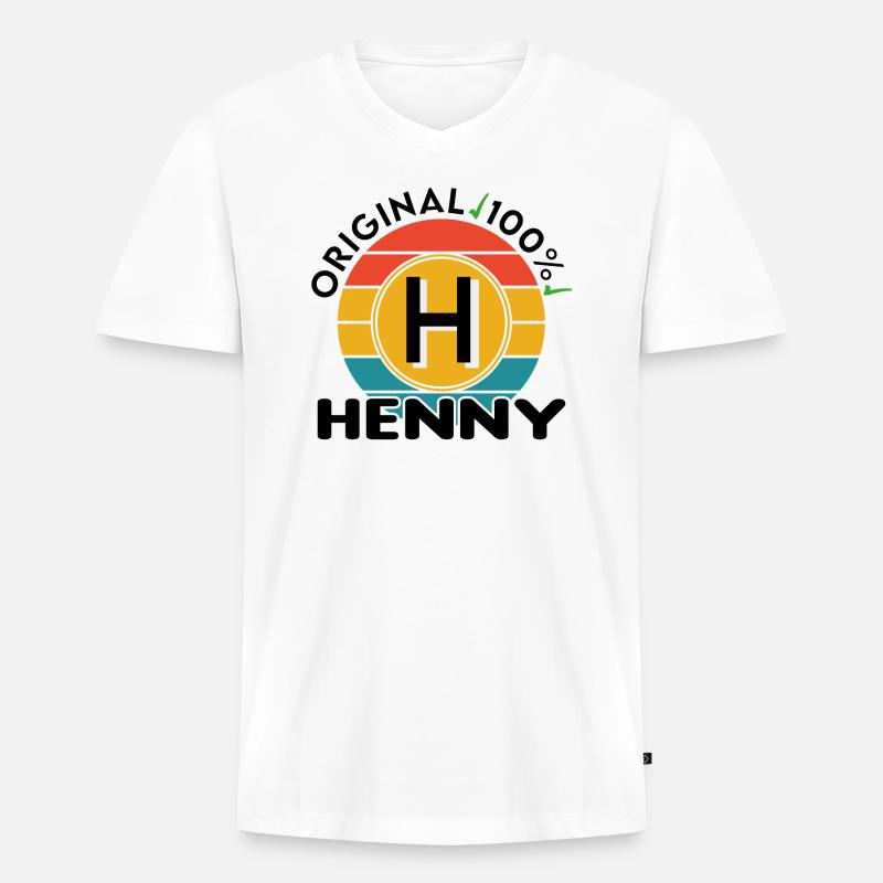 Henny - Männer Premium Bio T-Shirt mit V-Ausschnitt - Weiß