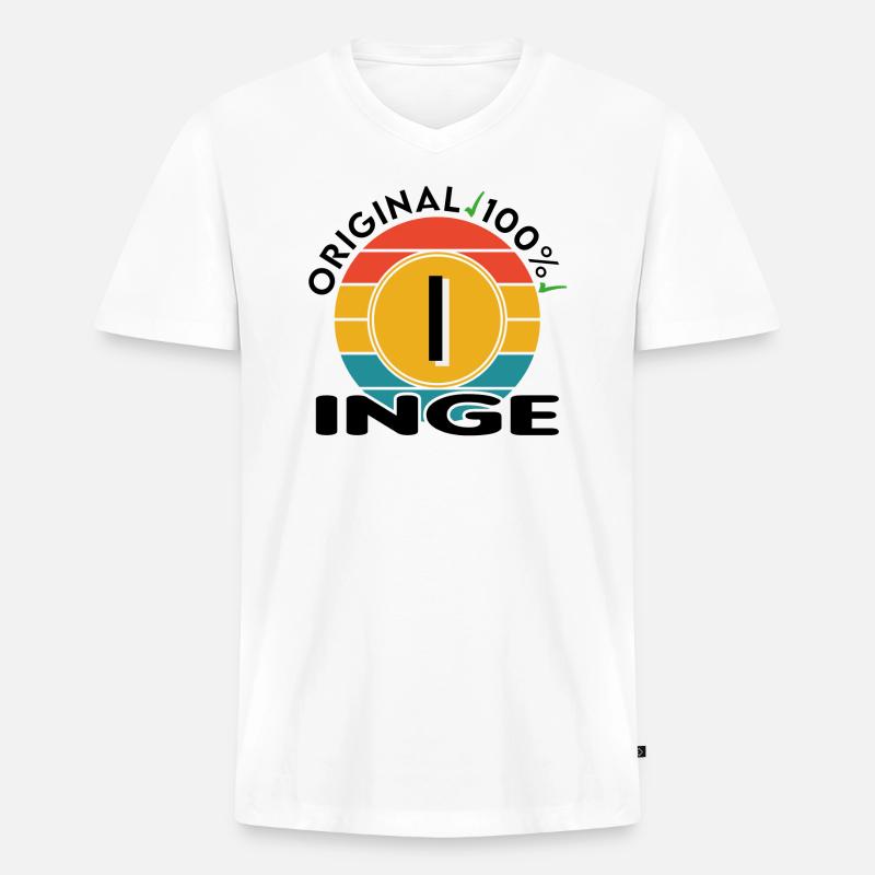 Inge - Männer Premium Bio T-Shirt mit V-Ausschnitt - Weiß
