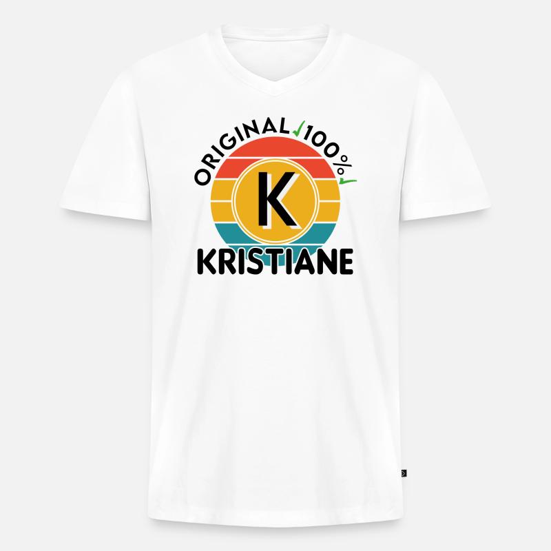 Kristiane - Männer Premium Bio T-Shirt mit V-Ausschnitt - Weiß