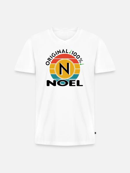 Noel - Männer Premium Bio T-Shirt mit V-Ausschnitt - Weiß