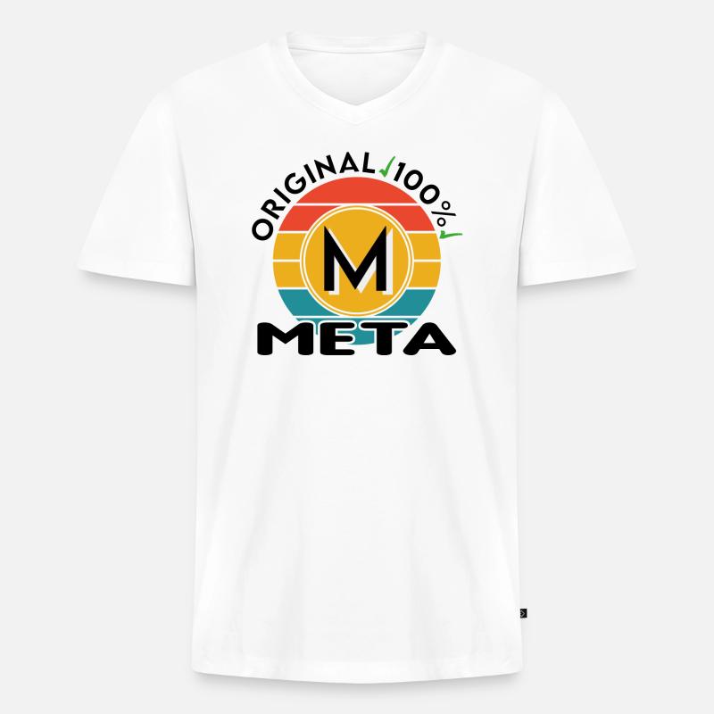 Meta - Männer Premium Bio T-Shirt mit V-Ausschnitt - Weiß