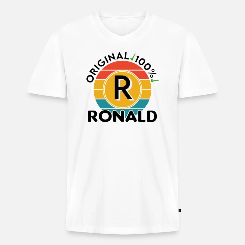 Ronald - Männer Premium Bio T-Shirt mit V-Ausschnitt - Weiß
