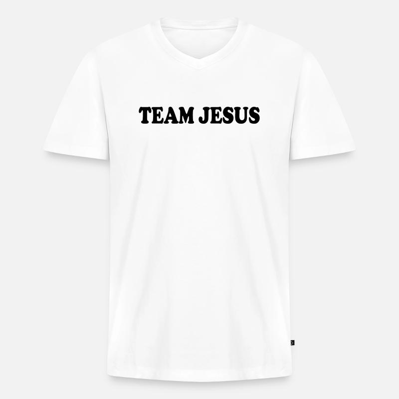 Team jesus - Männer Premium Bio T-Shirt mit V-Ausschnitt - Weiß