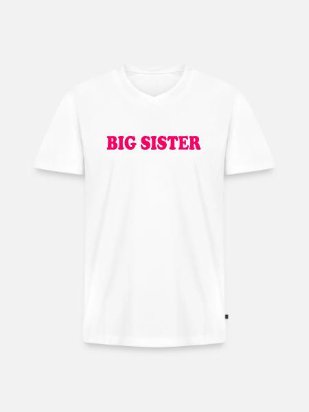 Big sister - Männer Premium Bio T-Shirt mit V-Ausschnitt - Weiß