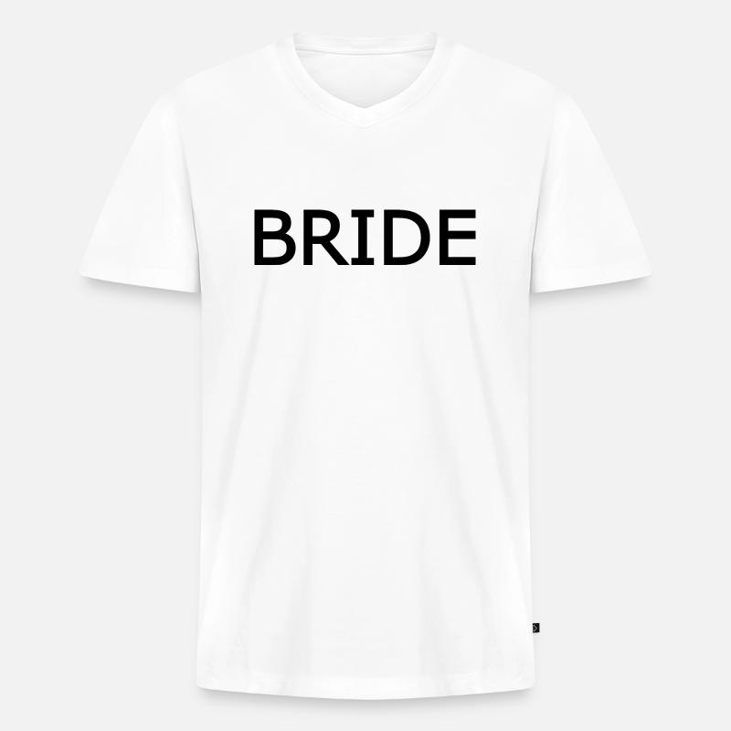 Bride - Männer Premium Bio T-Shirt mit V-Ausschnitt - Weiß