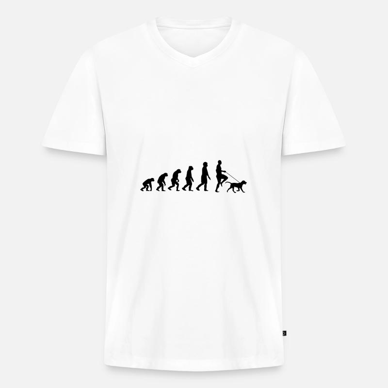 Labrador Evolution - Männer Premium Bio T-Shirt mit V-Ausschnitt - Weiß