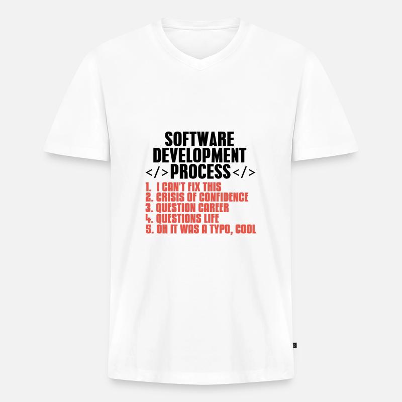 Programmierer Coder Softwareentwickler Geschenk - Männer Premium Bio T-Shirt mit V-Ausschnitt - Weiß