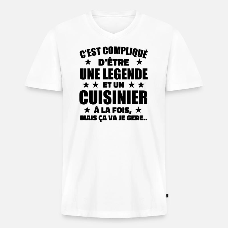 Legend & Cook Cook Geschenkidee - Männer Premium Bio T-Shirt mit V-Ausschnitt - Weiß