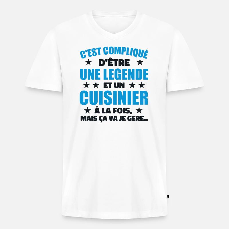 Legend & Cook Cook Geschenkidee - Männer Premium Bio T-Shirt mit V-Ausschnitt - Weiß