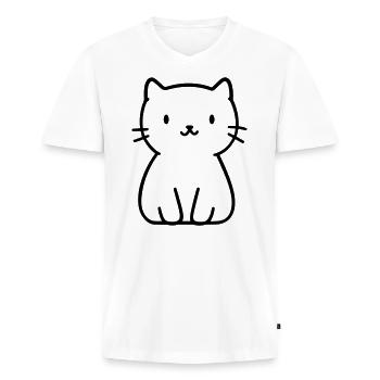 kitten - Men's Premium Organic T-shirt with V-neck - white - Front - Nico (187cm)