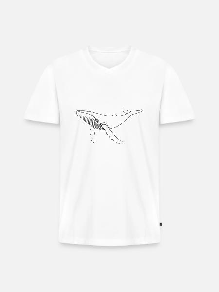 Wal - Buckelwal - Meeressäuger - Geschenk - Männer Premium Bio T-Shirt mit V-Ausschnitt - Weiß