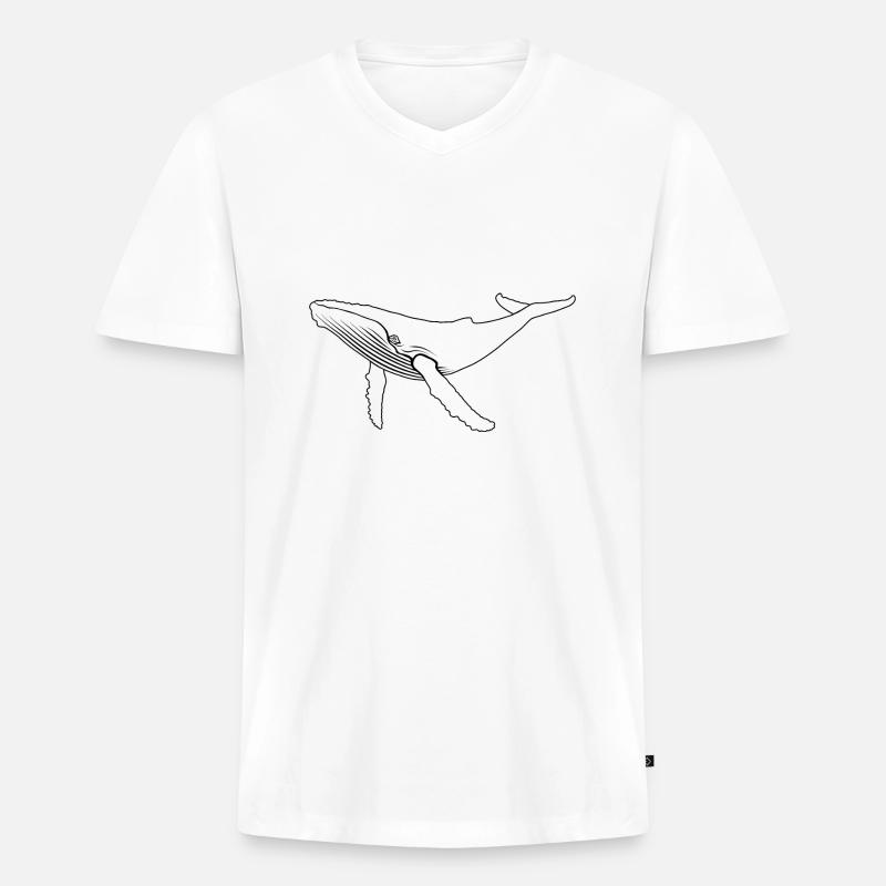 Wal - Buckelwal - Meeressäuger - Geschenk - Männer Premium Bio T-Shirt mit V-Ausschnitt - Weiß