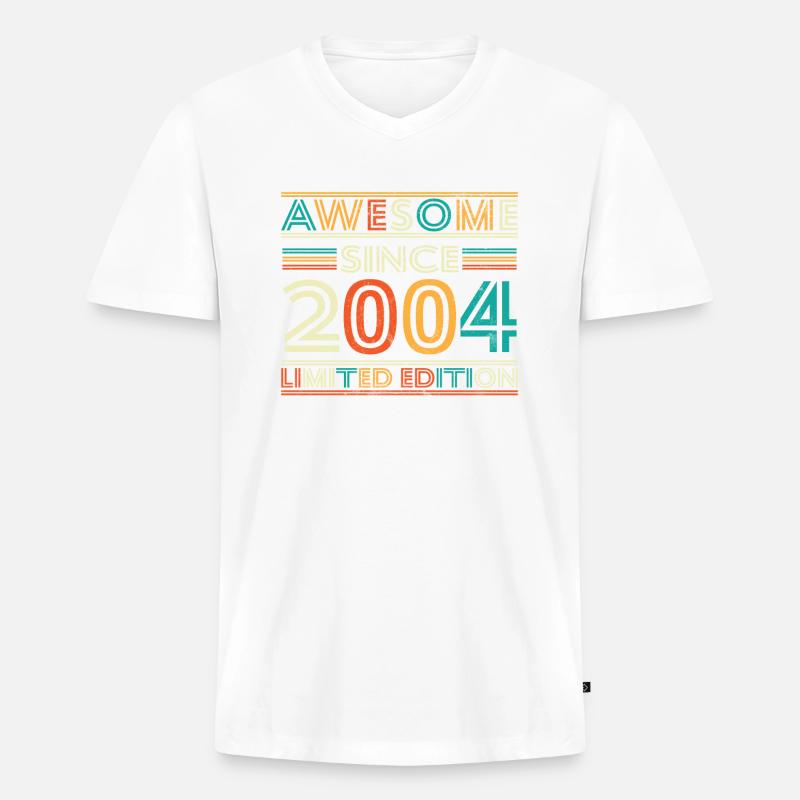 Beeindruckend seit 2004 - Männer Premium Bio T-Shirt mit V-Ausschnitt - Weiß