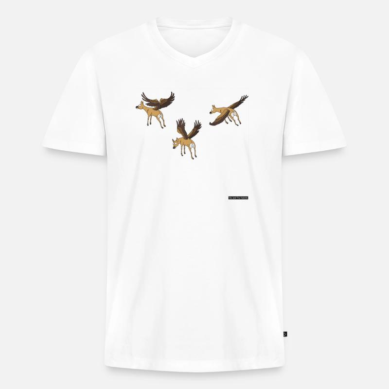 fliegende Hirsche - Männer Premium Bio T-Shirt mit V-Ausschnitt - Weiß