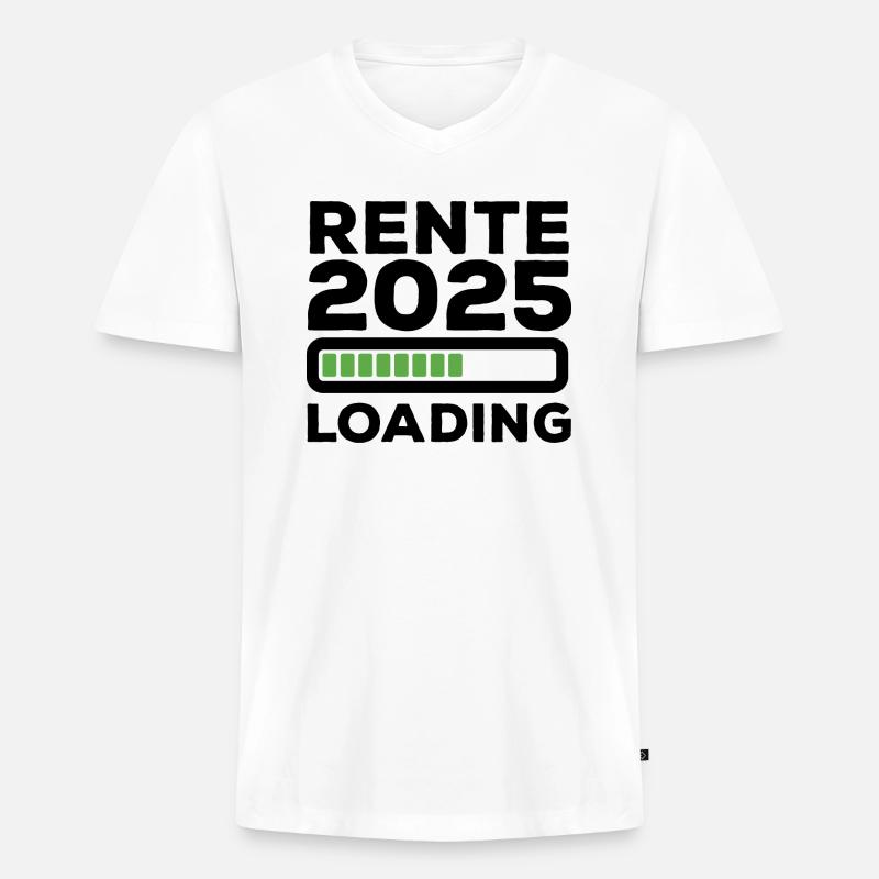 Rente 2025 Loading - Ruhestand - Pension - Männer Premium Bio T-Shirt mit V-Ausschnitt - Weiß