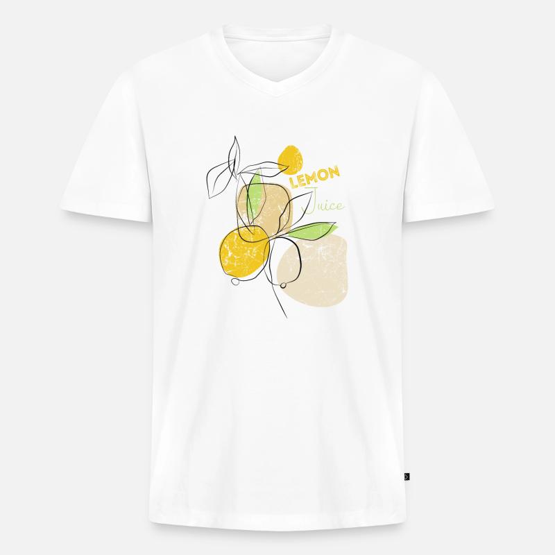 Zitronen Lemon Juice - expressionistisch - Kunst - Männer Premium Bio T-Shirt mit V-Ausschnitt - Weiß