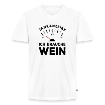 Tank leer - Ich brauche Wein - Sauf Spruch - Männer Premium Bio T-Shirt mit V-Ausschnitt - Weiß - Vorne - Nico (187cm)