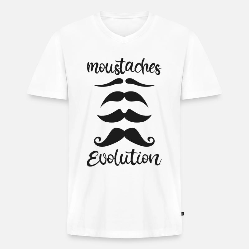 Schnurrbart Evolution - Männer Premium Bio T-Shirt mit V-Ausschnitt - Weiß