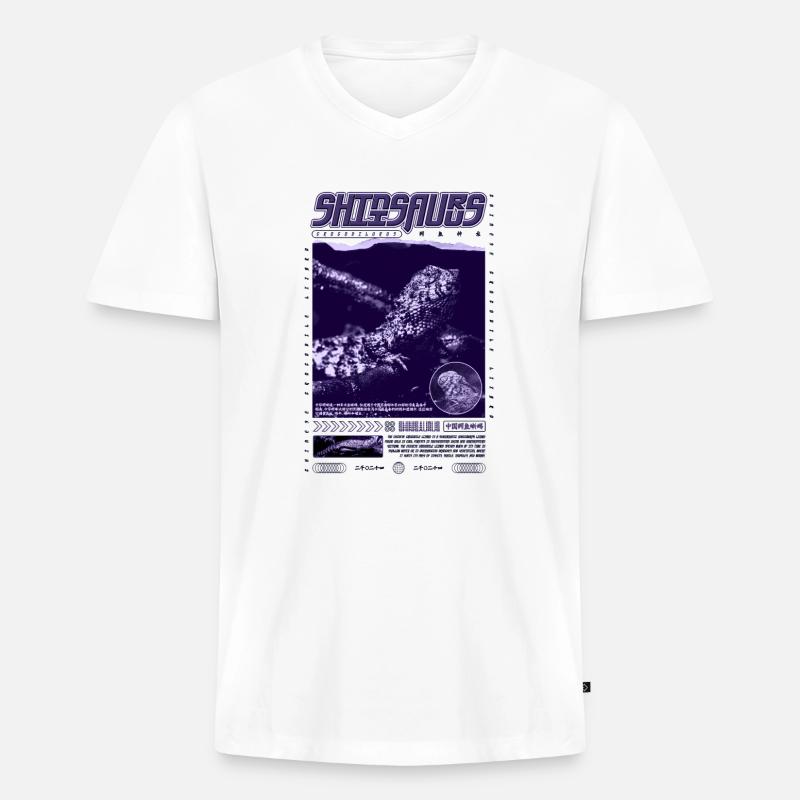 Chinesisches Krokodil Eidechse Shinisaurus Crocodilurus - Männer Premium Bio T-Shirt mit V-Ausschnitt - Weiß