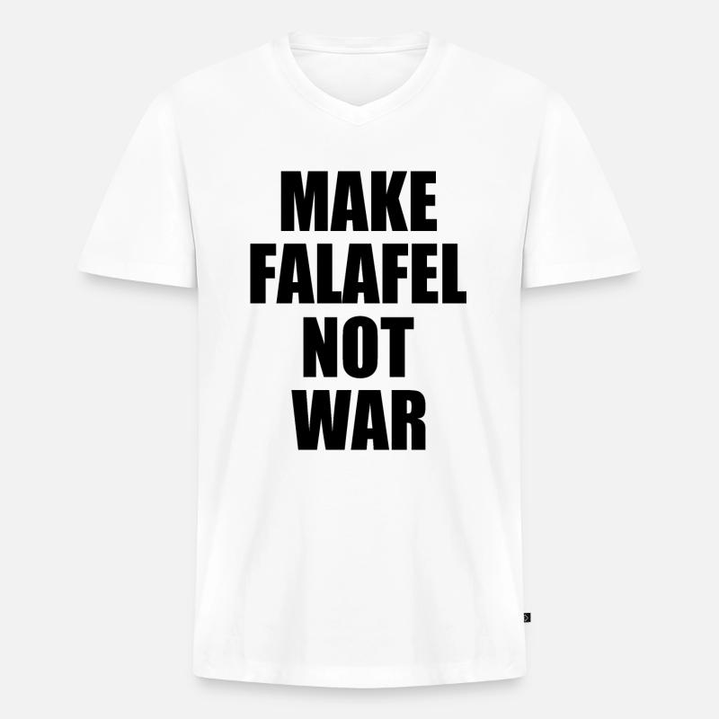 Make falafel not war - Männer Premium Bio T-Shirt mit V-Ausschnitt - Weiß