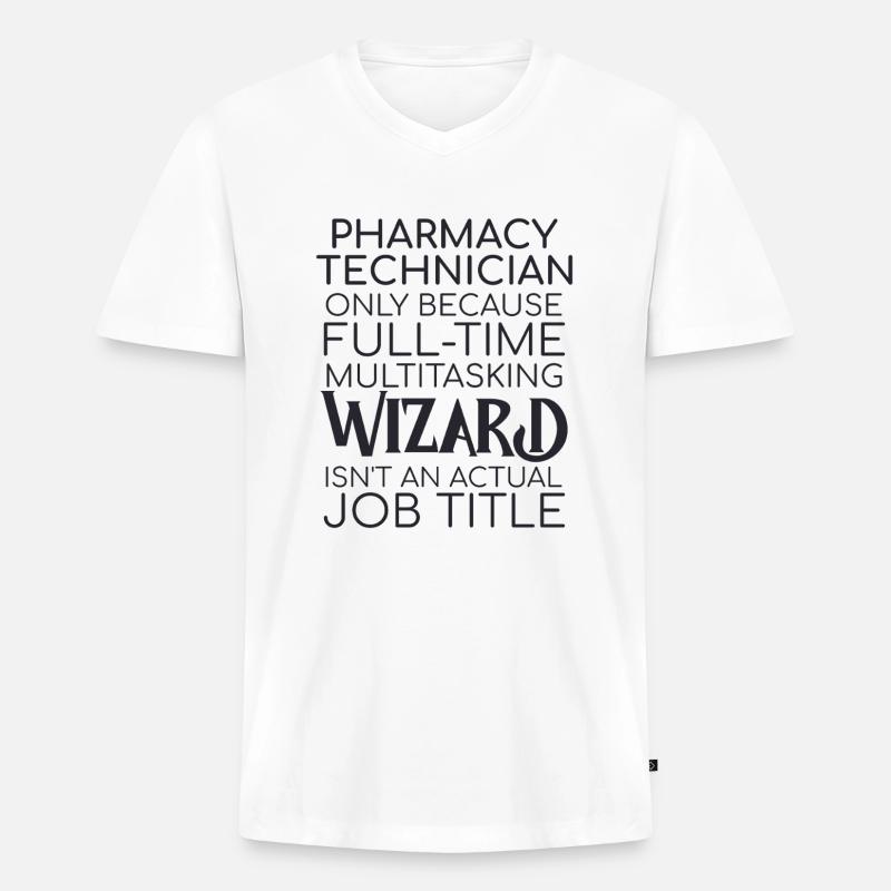 Pharmacy technician Wizard - Männer Premium Bio T-Shirt mit V-Ausschnitt - Weiß