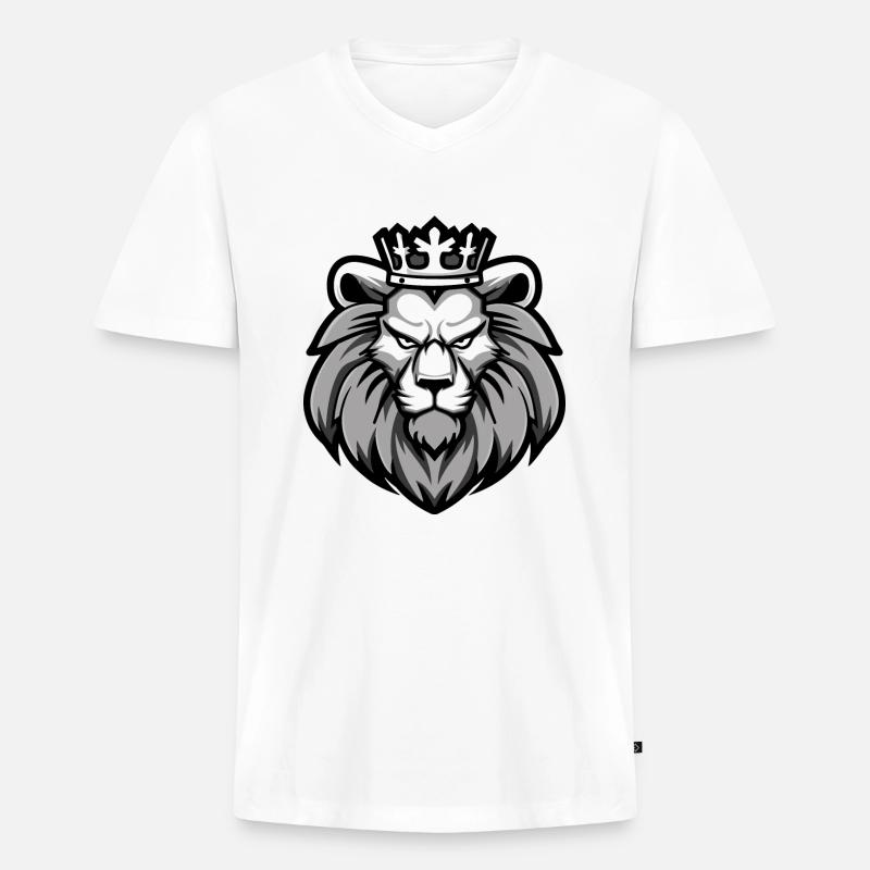 Löwe Krone - Männer Premium Bio T-Shirt mit V-Ausschnitt - undefined