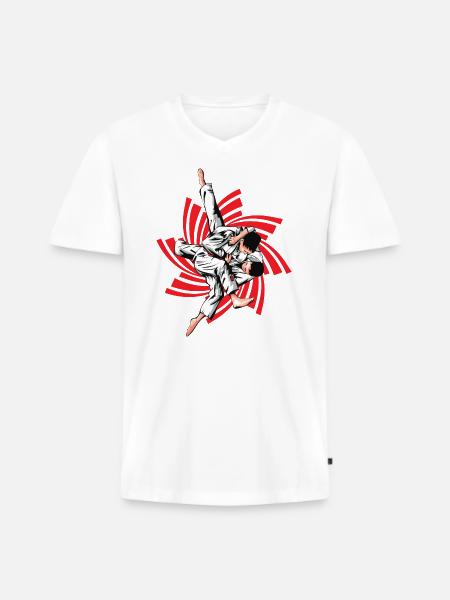 Red Judo Hold - Men's Premium Organic T-shirt with V-neck - white
