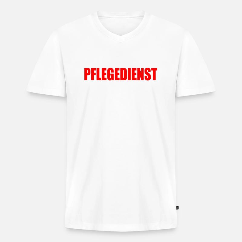 pflegedienst - Männer Premium Bio T-Shirt mit V-Ausschnitt - Weiß