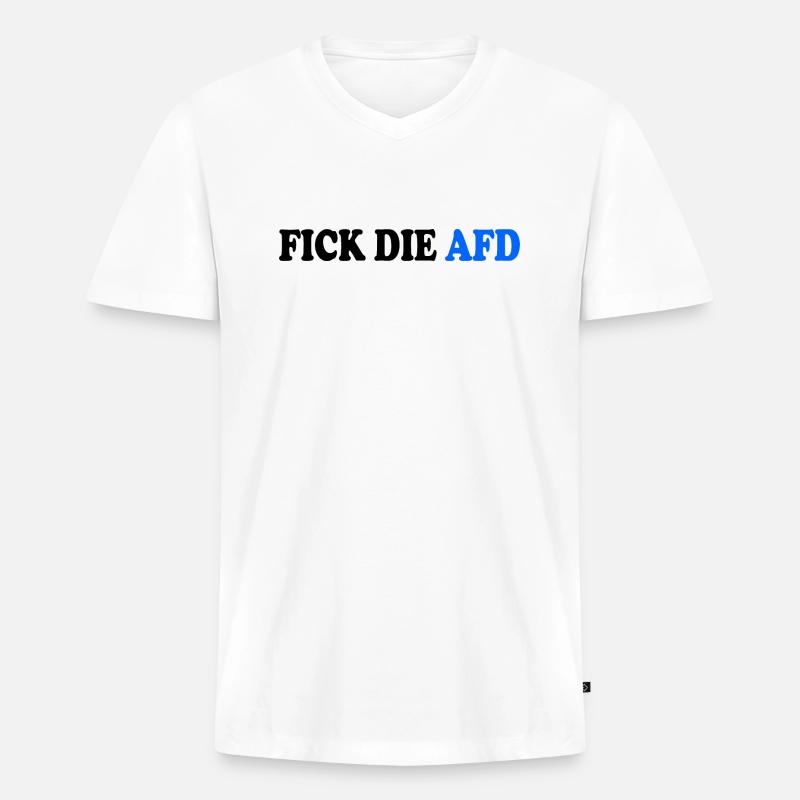 Fick die afd - Männer Premium Bio T-Shirt mit V-Ausschnitt - Weiß