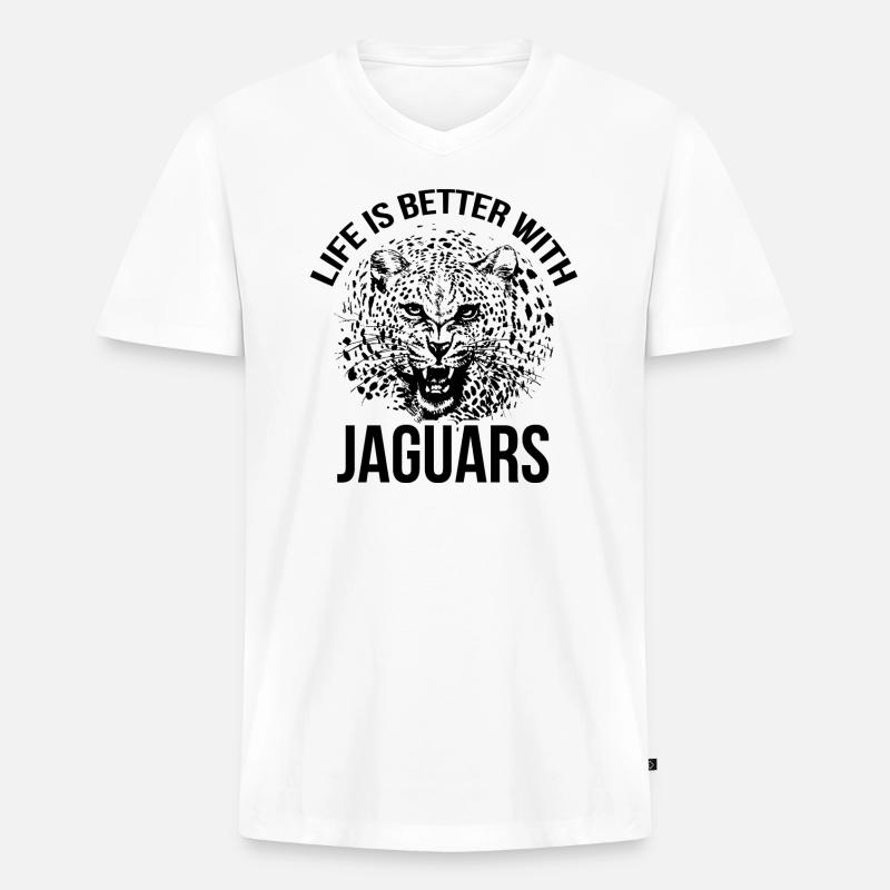 Jaguar Geschenk - Männer Premium Bio T-Shirt mit V-Ausschnitt - Weiß