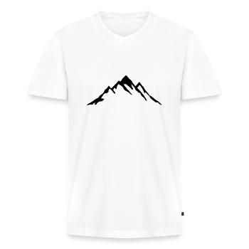 Mountain, Mountains - Men's Premium Organic T-shirt with V-neck - white - Front - Nico (187cm)