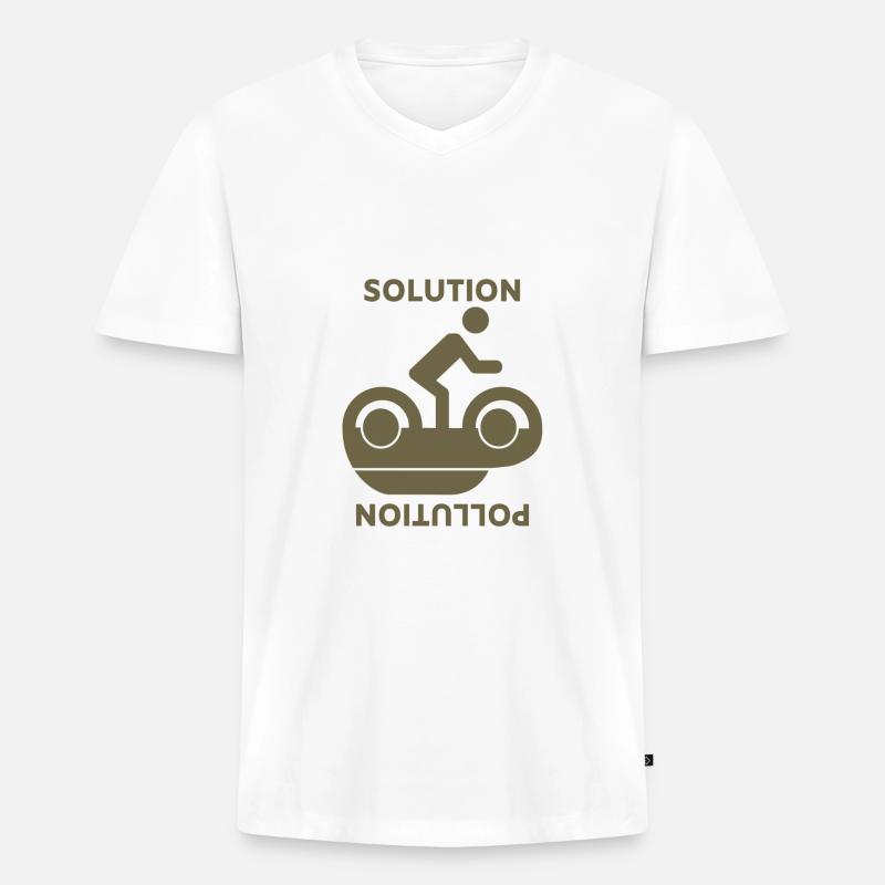 Umweltdenken (Solution Pollution) - Männer Premium Bio T-Shirt mit V-Ausschnitt - Weiß