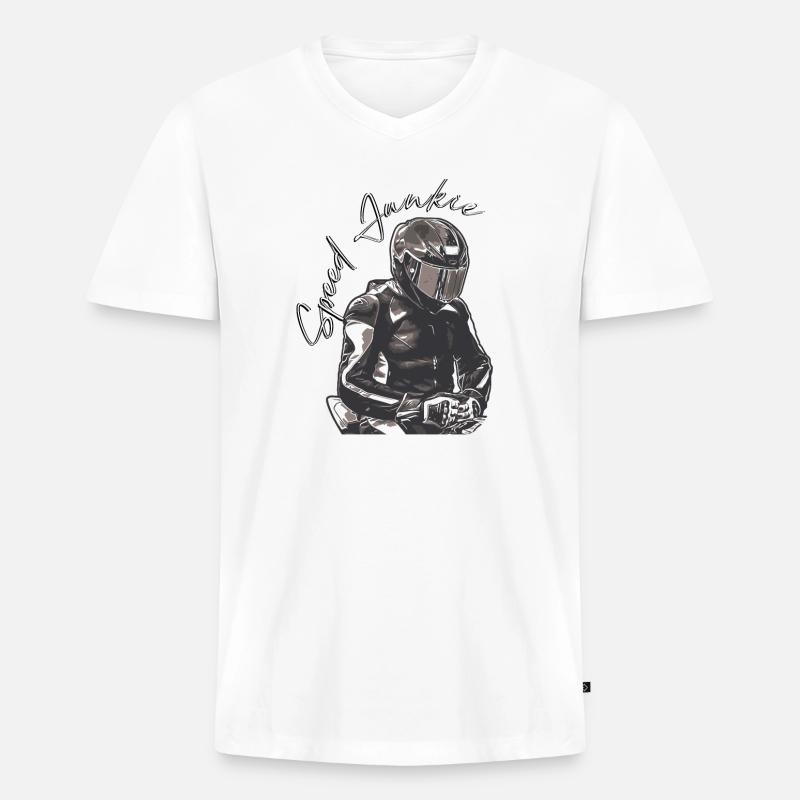 Speed Junkie - Männer Premium Bio T-Shirt mit V-Ausschnitt - Weiß