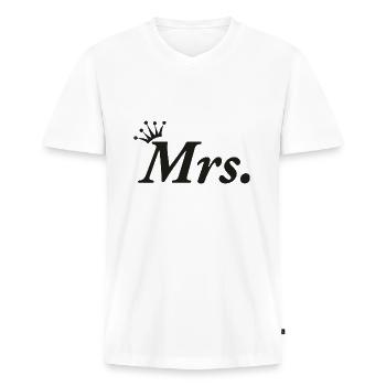 Hochzeit Krone Mrs. Design - Männer Premium Bio T-Shirt mit V-Ausschnitt - Weiß - Vorne - Nico (187cm)
